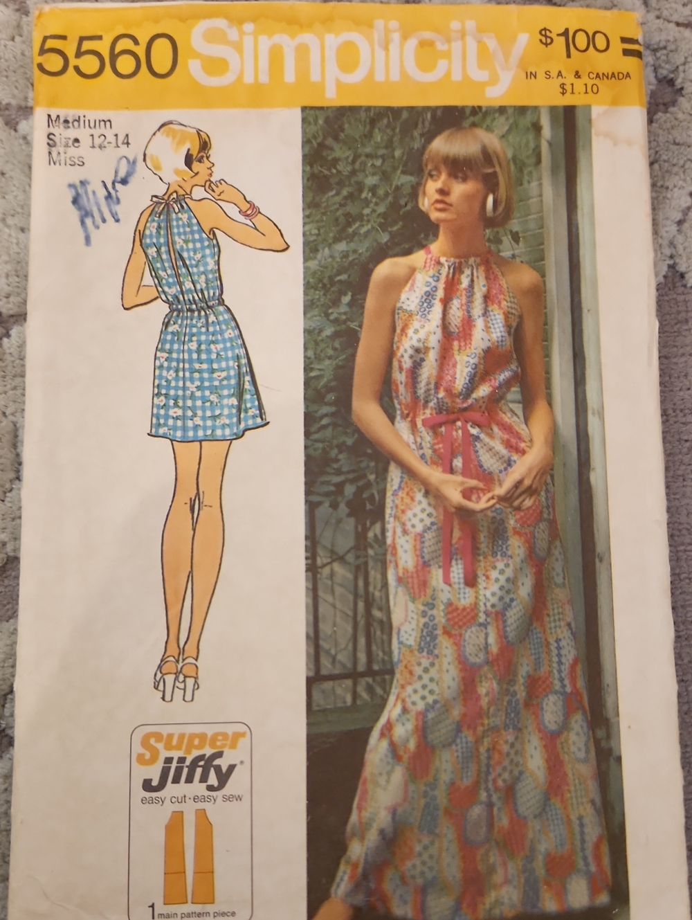 Simplicity 5560 Women's Halter Maxi Dress Pattern - 1973 Super Jiffy Easy